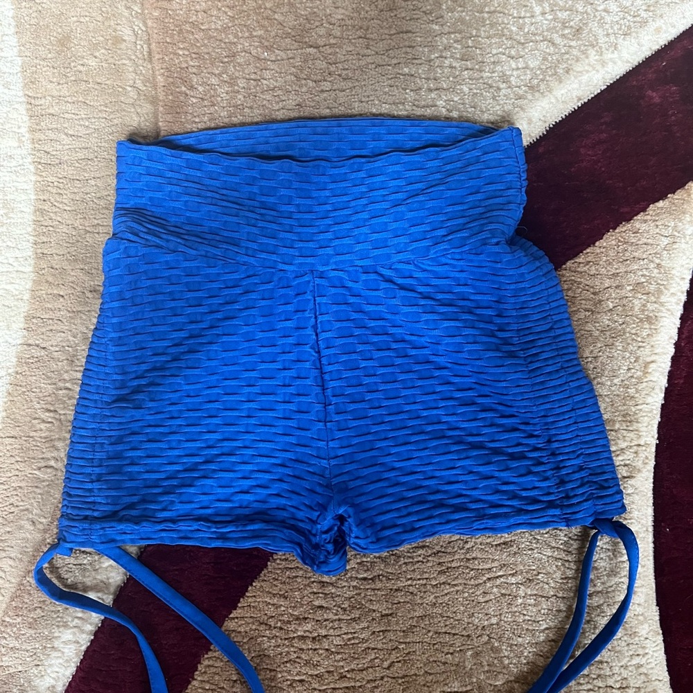 Blue scrunch butt spandex with ties on sides